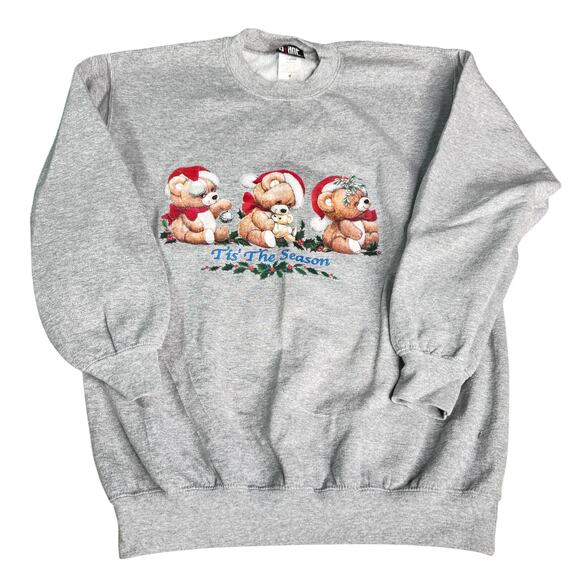 Christmas Sweatshirt Women's Medium Gray Bears Tis The Season Giant Merchandise - Picture 1 of 9